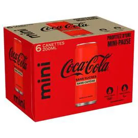 COCA-COLA ZERO Soda Sans Sucres Sans Caféine 6x20cl