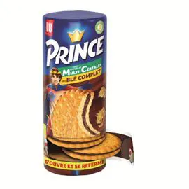 LU, PRINCE Biscuits multicéréales fourrés au chocolat au blé complet 293g