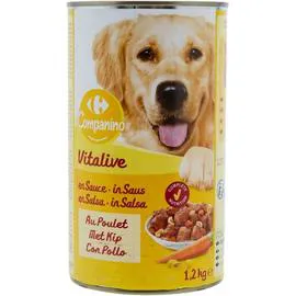 CARREFOUR COMPANINO Pâtée pour chien bouchée au poulet 1,250kg
