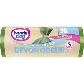 HANDY BAG Sac poubelle Devor odeur 50L, avec liens x8