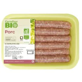 CARREFOUR BIO Chipolatas porc 6x50g