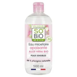 LÉA NATURE, SO'BIO ÉTIC Eau Micellaire Apaisante au Jus d'Aloe Vera et à la Rose Bio 500ml