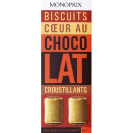 MONOPRIX Biscuits croustillants coeur au chocolat 225g