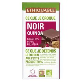 ÉTHIQUABLE Chocolat noir quinoa Pérou Equateur Bio 100g