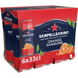 SAN PELLEGRINO Eau gazeuse aromatisée orange et orange sanguine 6x33cl