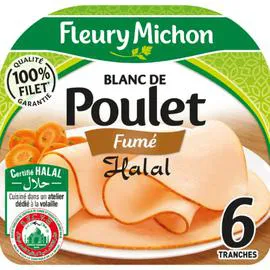 FLEURY MICHON Blanc de poulet fumé tranches fines halal 180g