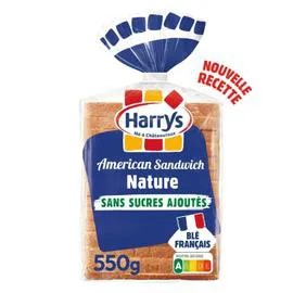 HARRYS Pain de mie American sandwich nature sans sucres ajoutés sans additifs 550g