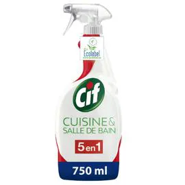 CIF Nettoyant Ménager Multi-Usagessalle De Bain & Cuisine 5En1 750ml