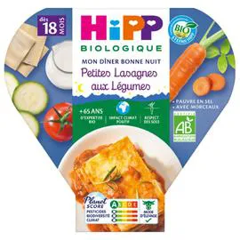 HIPP BIOLOGIQUE Plat bébé dès 18 mois petites lasagnes aux légumes Bio 260g