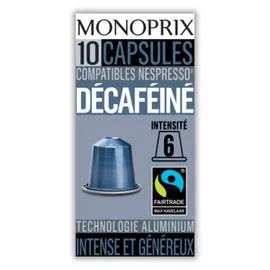 MONOPRIX Capsules de café Décaféiné 50g