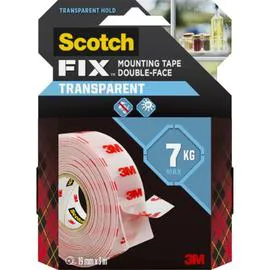 3M, SCOTCH Adhésif transparent double face 3mx19mm l'unité