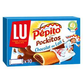 LU, PÉPITO Biscuits barre fourrés au chocolat au lait Pockitos Pepito 295g