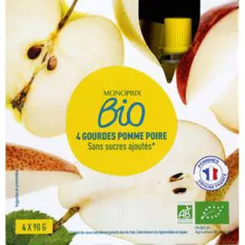 MONOPRIX BIO Gourdes pomme poire sans sucres ajoutés bio 360g