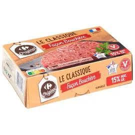CARREFOUR ORIGINAL Steaks hachés Classique façon bouchère 15% MG 4x120g