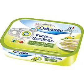 ODYSSÉE Filets de sardines à l'huile d'olive vierge extra 70g