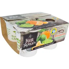 KER RONAN Yaourt brassé au lait entier à la mandarine et citron 4x125g