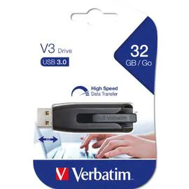 VERBATIM V3 Lecteur Usb Flash Usb Type-a 3.2 Gen 1 (3.1 Gen 1) Noir, Gris l'unité
