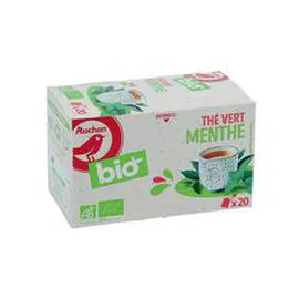 AUCHAN BIO Thé vert à la menthe 40g
