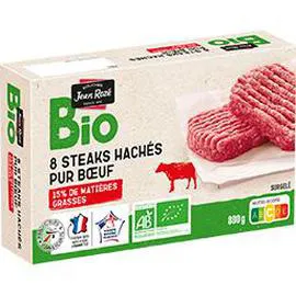 JEAN ROZÉ BIO Steaks hachés pur boeuf 15% MG BIO 8x100g