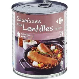 CARREFOUR Plat cuisiné saucisses lentilles 840g