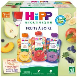 HIPP BIOLOGIQUE Gourdes bébé 4 variétés 8x120g