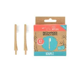 FEEL NATURAL Recharges brosse à dents en bambou souple x2