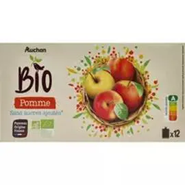AUCHAN BIO Purée de pomme sans sucres ajoutés 12x90g