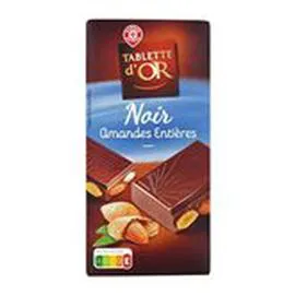 MARQUE REPÈRE, TABLETTE D'OR Chocolat Noir amandes entières 200g