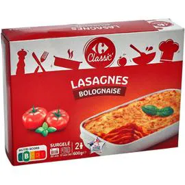 CARREFOUR CLASSIC' Plat cuisiné lasagnes bolognaise 600g