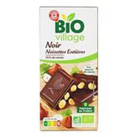 MARQUE REPÈRE, BIO VILLAGE Chocolat noir Bio - Noisettes entières 200g