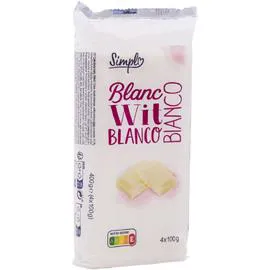 CARREFOUR SIMPL Chocolat blanc 4x100g