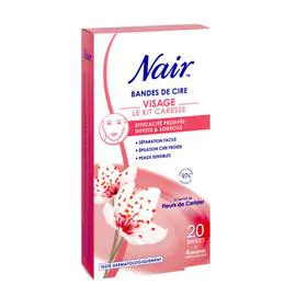 NAIR Banndes de cire visage kit caresse 20 + 4 lingettes l'unité