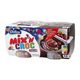 MARQUE REPÈRE, DÉLISSE Crème dessert Chocolat Mix'n croc color 4x120g