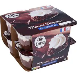 CARREFOUR EXTRA Desserts mousse liégeoise chocolat 8x80g