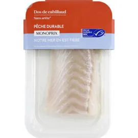 MONOPRIX Dos de cabillaud sans arête MSC 200g