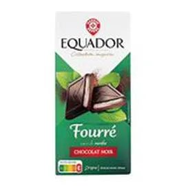 MARQUE REPÈRE, EQUADOR Tablette chocolat Noir fourré menthe 150g