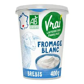 VRAI Fromage blanc de brebis nature Bio 400g