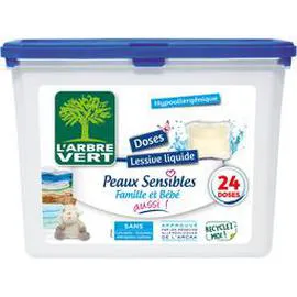 L'ARBRE VERT Lessive capsule peaux sensibles hypoallergénique x24