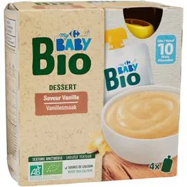CARREFOUR BABY BIO Dessert bébé vanille dès 10 mois 4x85g