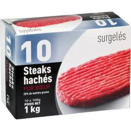 FROMAGERIE DELIN Steak haché pur boeuf 20% MG 10x100g