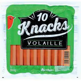 AUCHAN Saucisses knacks de volaille 350g