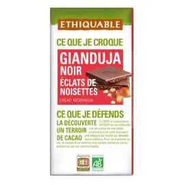 ÉTHIQUABLE Chocolat noir gianduja éclats noisettes Nicaragua Bio 100g