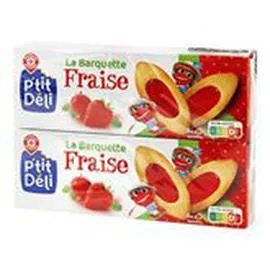 MARQUE REPÈRE, P'TIT DÉLI Biscuits barquettes Fraise 2x120g