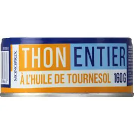 MONOPRIX Thon entier à l'huile de tournesol 160g