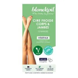 BLONDÉPIL Bande De Cire Froide Corps & Jambes Végétale x12