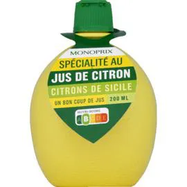 MONOPRIX Jus de citron de Sicile 200ml
