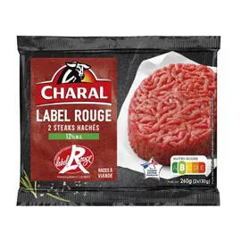 CHARAL Viande Bovine: steaks hachés Label Rouge 2x130g