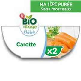 MARQUE REPÈRE, BIO VILLAGE Bol carottes Bio - 4 mois 2x120g