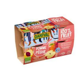 DANIVAL Purée Pomme & Pêche Sans Sucres Ajoutés Bio 100g