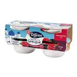 MARQUE REPÈRE, DÉLISSE Yaourts à la Grecque Mûre Framboise 4x150g